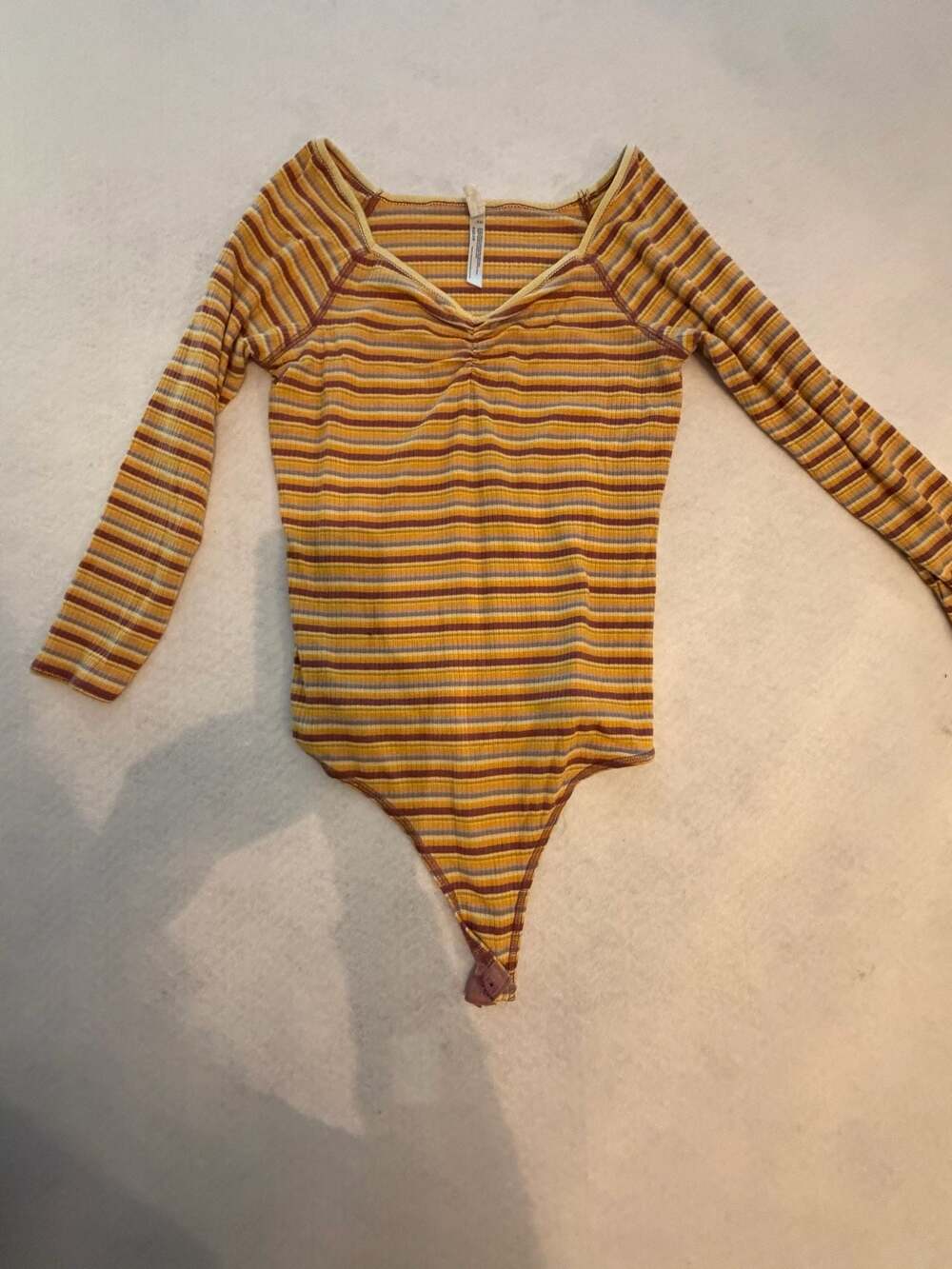 Free People Intimately Put A Stripe On It Ribbed Long Sleeve Bodysuit